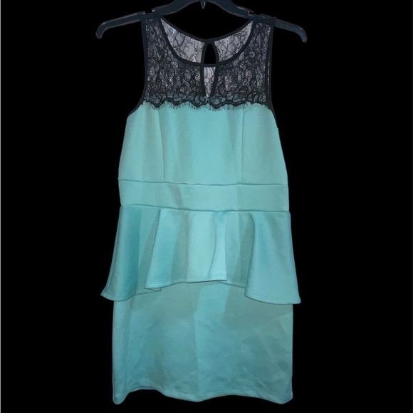 Trixxi Aqua or cool mint Peplum Dress - Picture 1 of 7